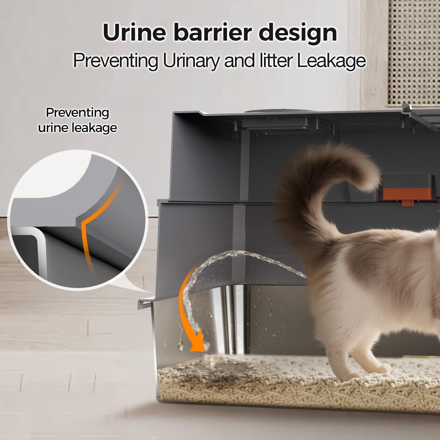Donlinno XXXL high walls and privacy features reduce litter spread