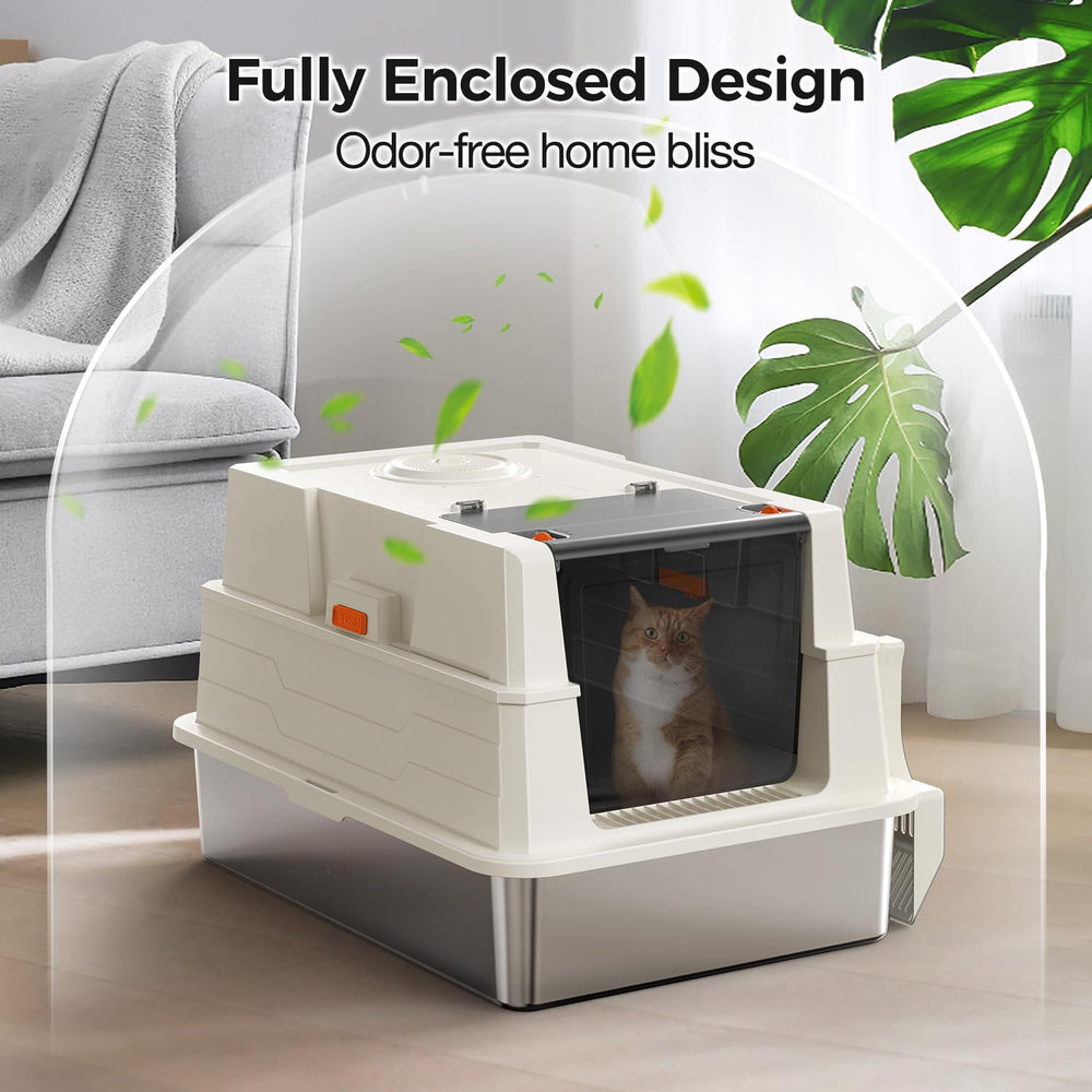 Donlinno XXXL stainless litter box features a 6-inch deep pan to keep litter contained.