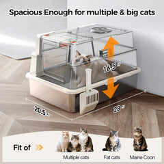 Donlinno XXXL stainless steel litter box shows wide entry for easy access by large cats.
