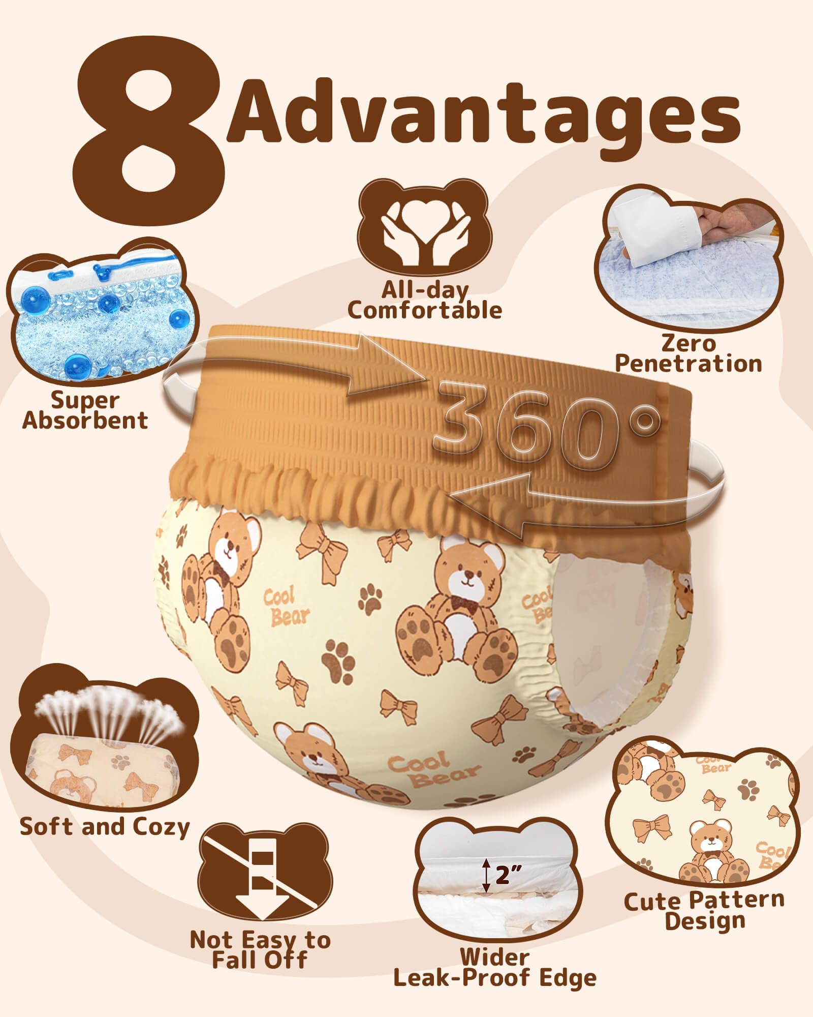 Dono 360-degree elastic waistband ensures a snug fit for small to medium dogs.