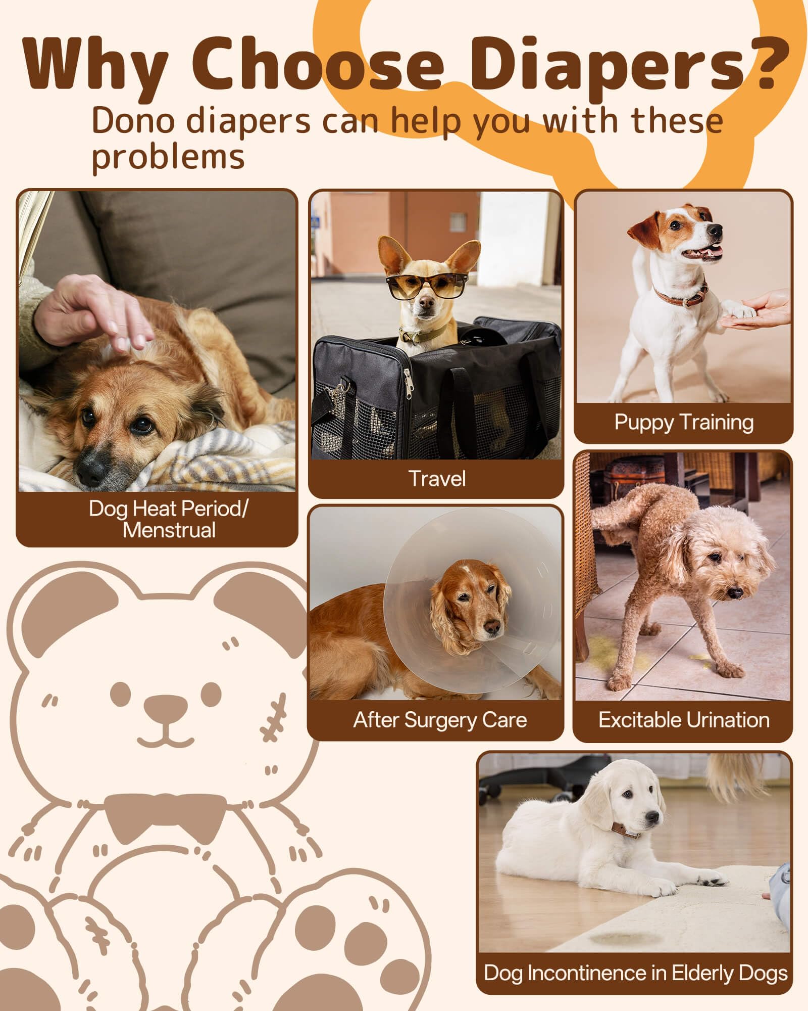 Dono bear-print diaper blends cute style with leak-proof protection