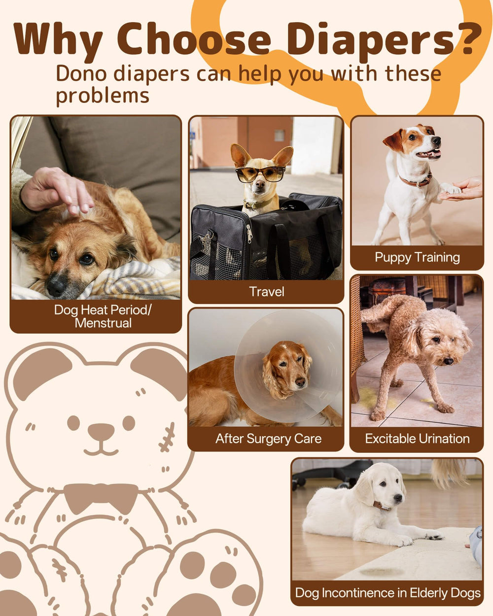Dono bear-print diaper blends cute style with leak-proof protection