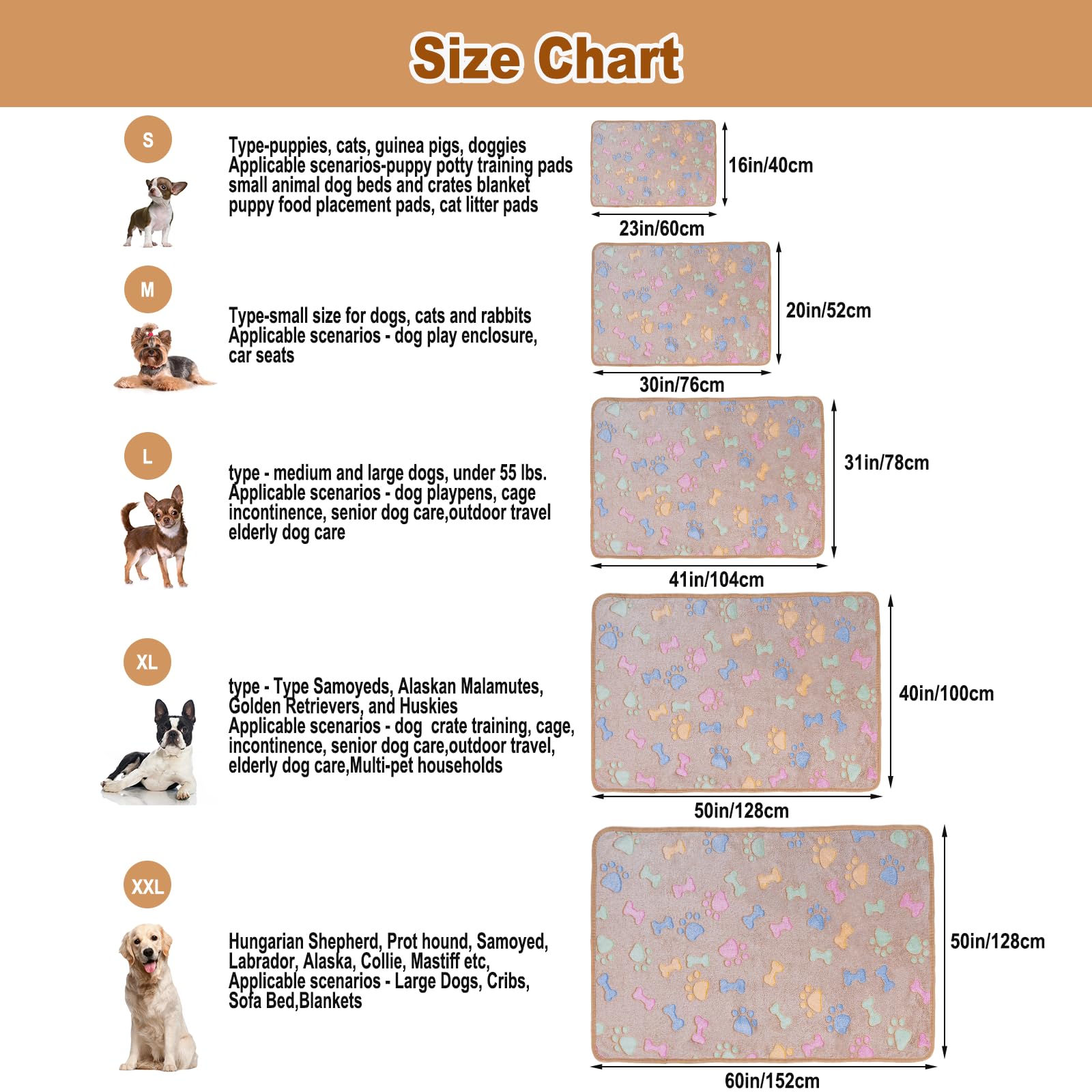 Dono dog blanket sizes S, M, L fit different pets and spaces.