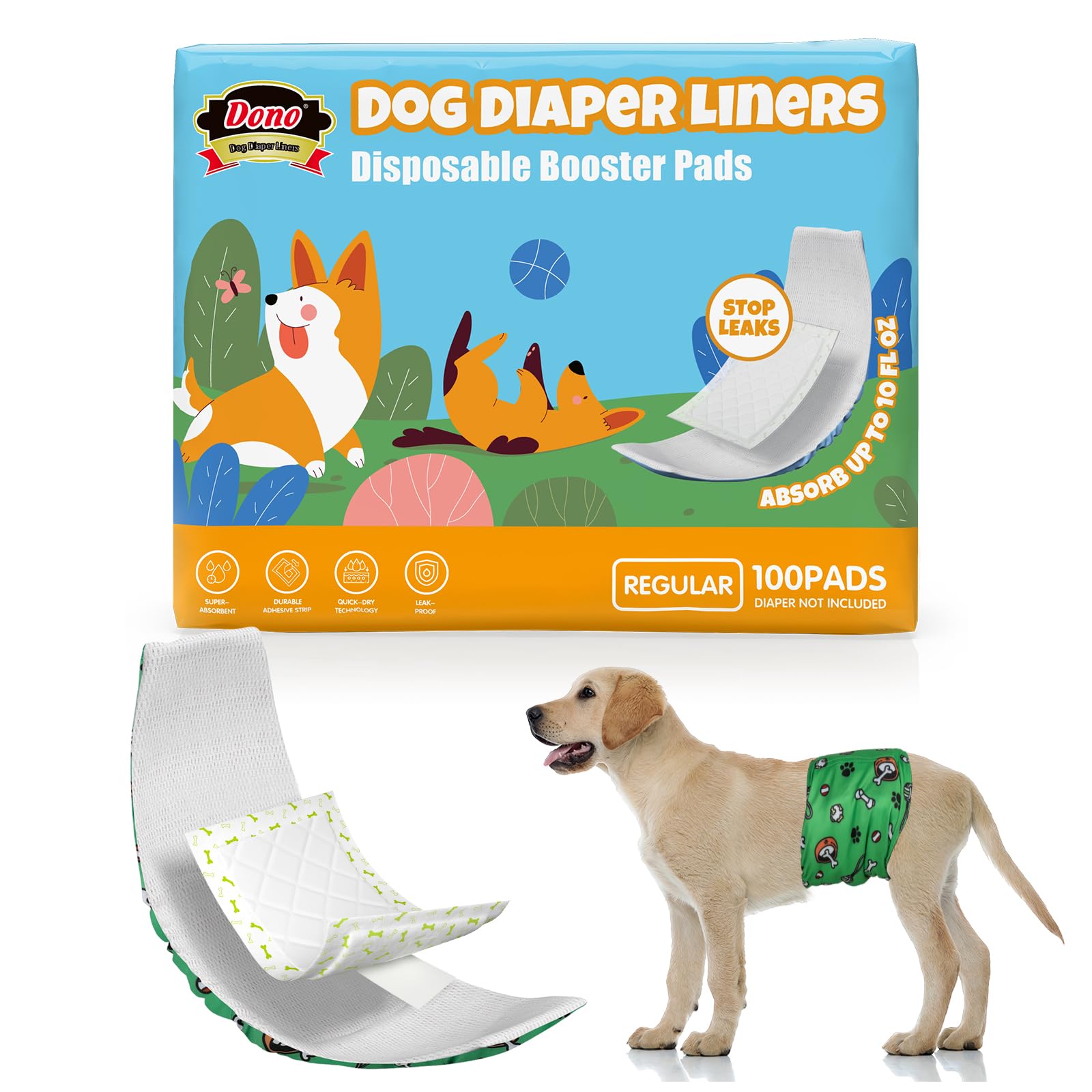 Dono dog diaper liner ultra absorbent keeps fur dry and clean
