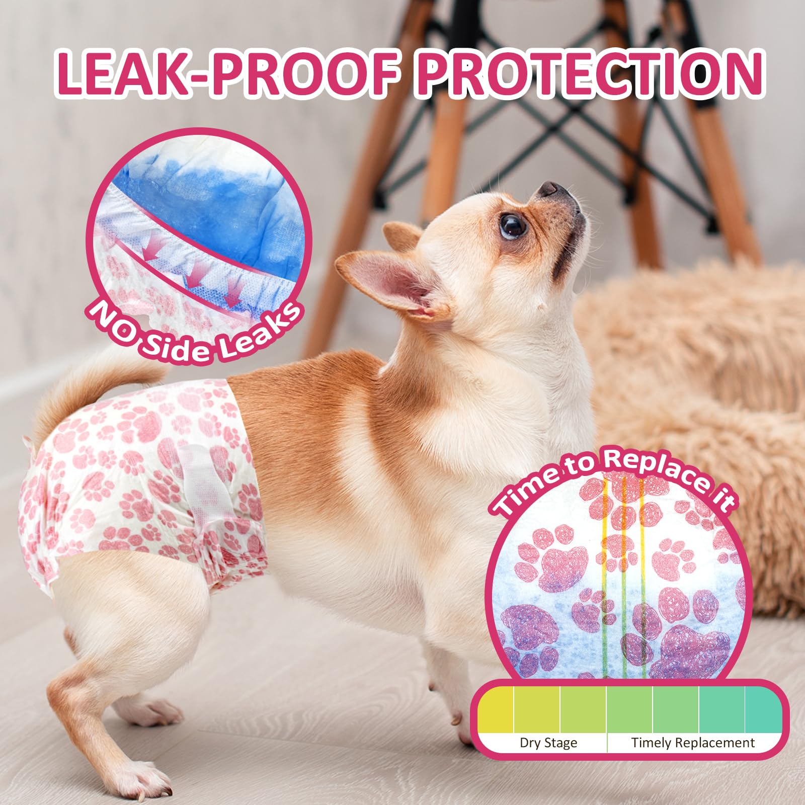 Dono dog diapers leak-proof edges prevent leaks during activity.