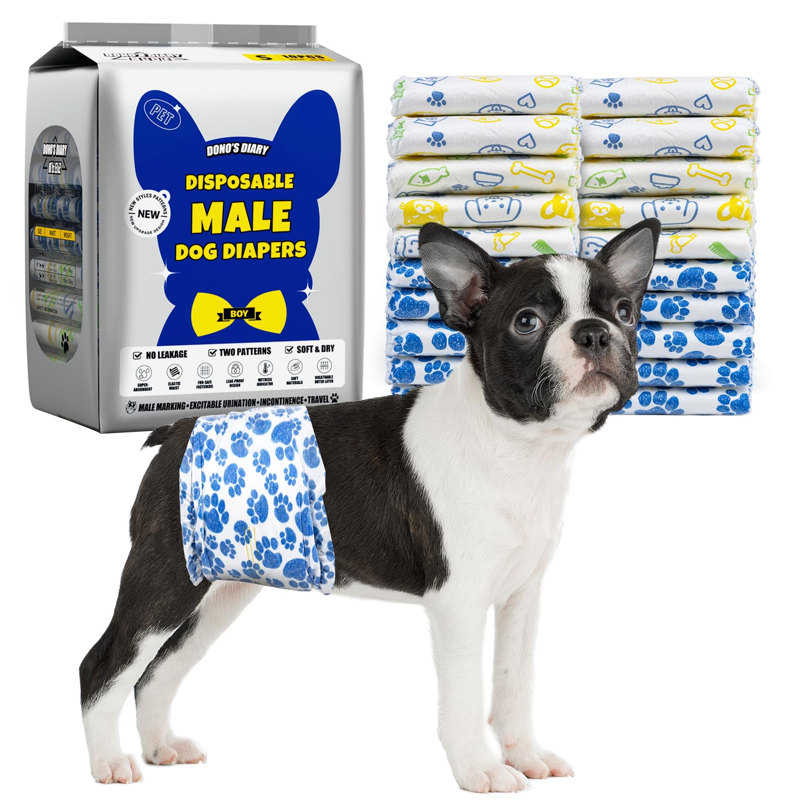 Dono Dog Diapers Male with absorbent core keeps small dogs dry and comfortable