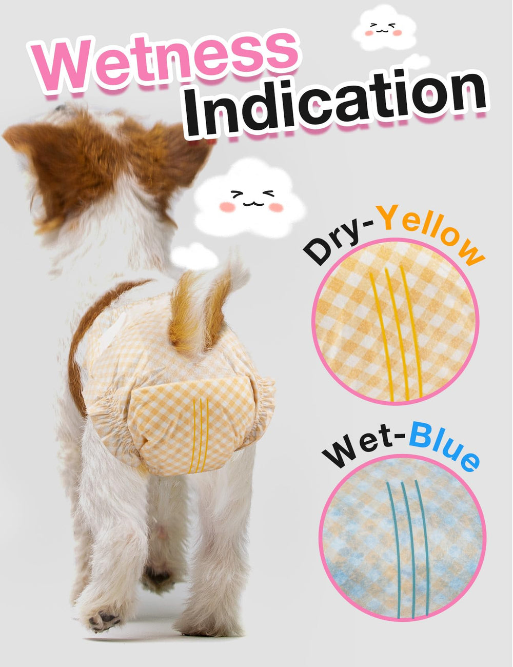 Dono dog diaper uses six-layer barrier and SAP for dryness.