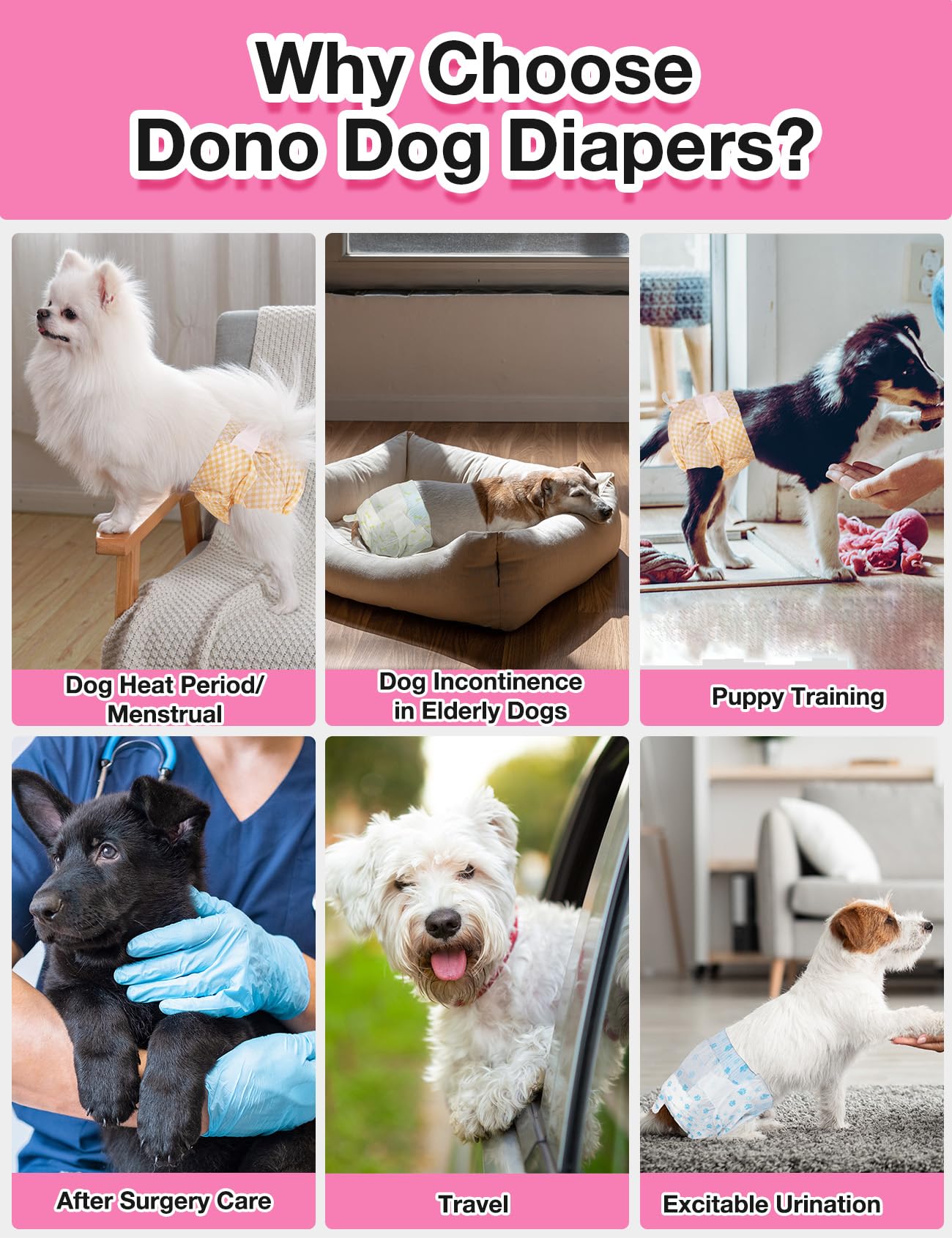 Dono dog diapers size M fits waists 11-17 inches for medium to large dogs