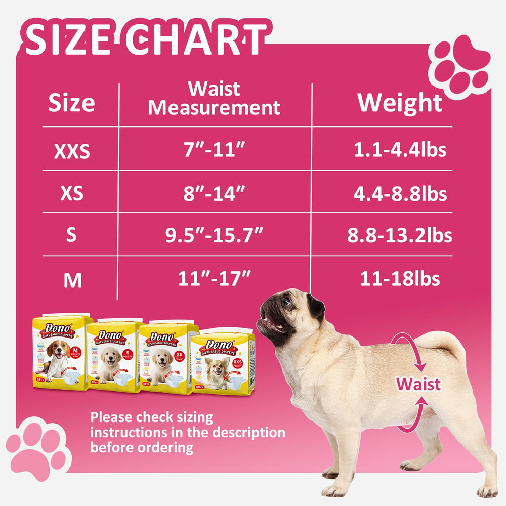 Dono dog diapers tail-hole adjustable design accommodates movement.