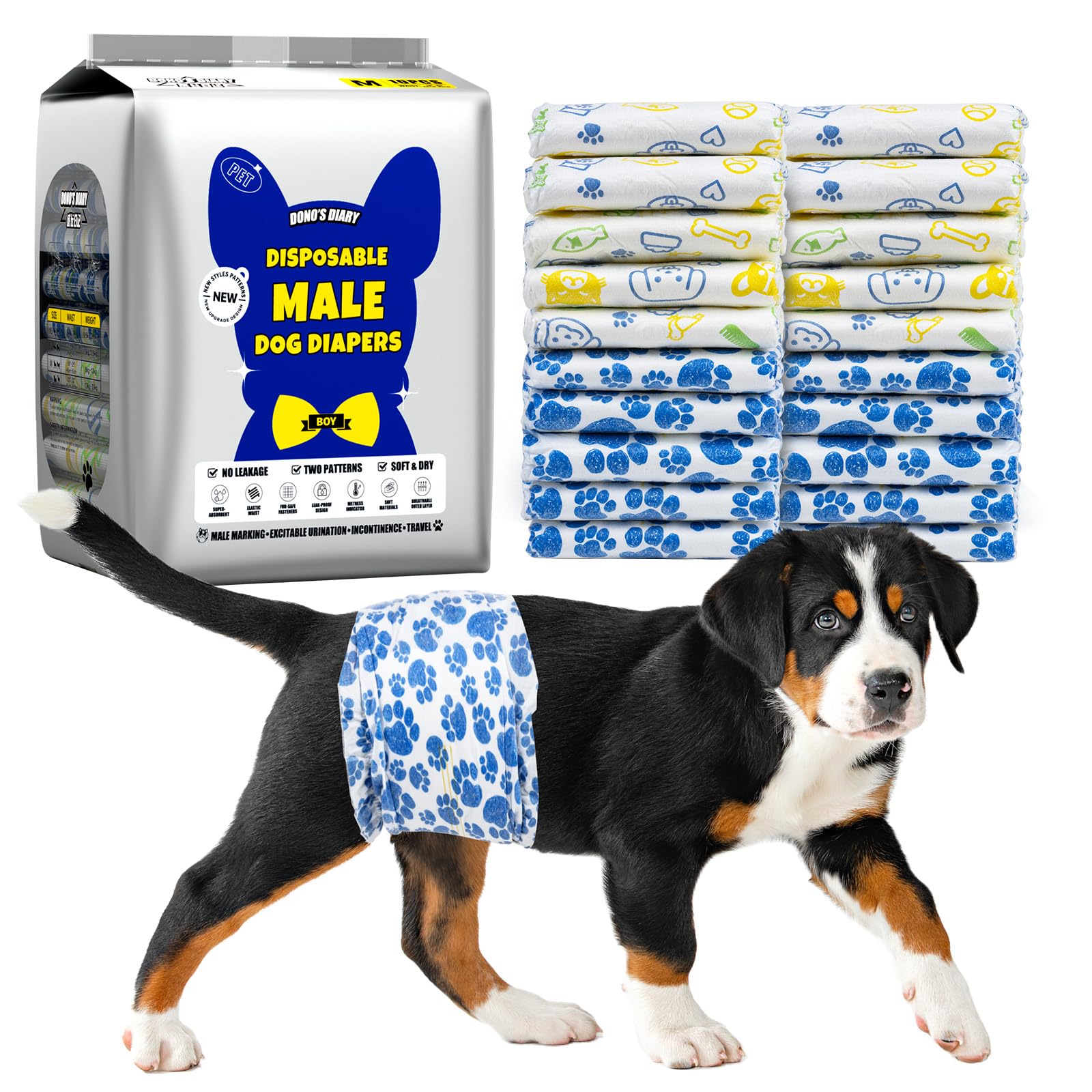 Dono Dog Diapers ultra-absorbent core for quick moisture capture.