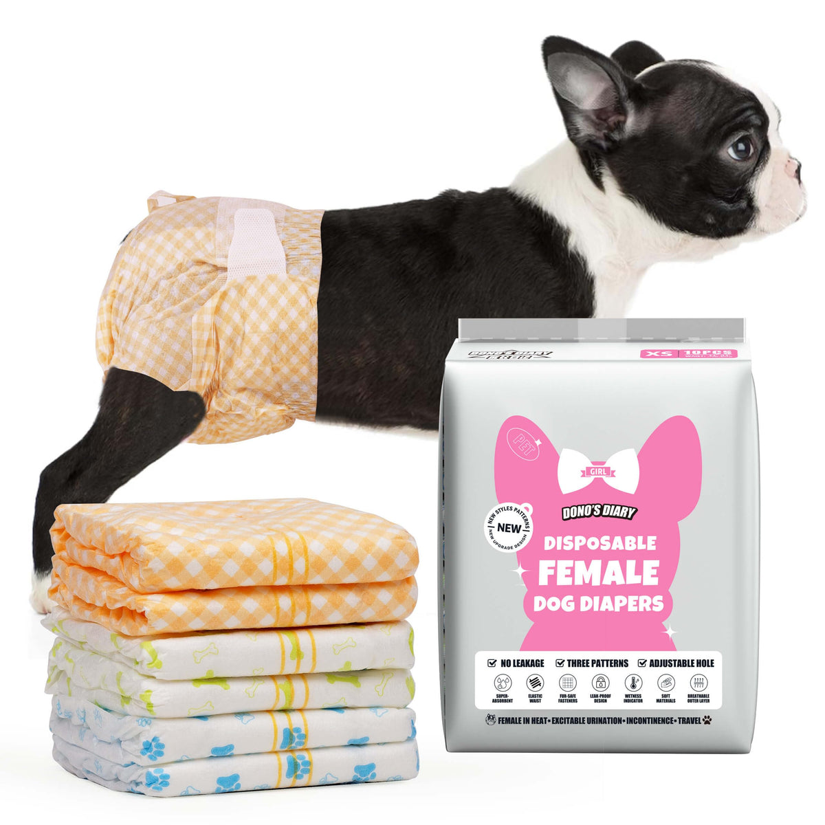 Dono dog diaper with wetness indicator signals moisture for easy timing.