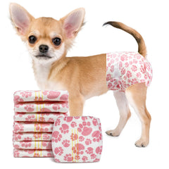 Dono dog diapers XX-Small waist-fit diagram shows snug sizing for tiny dogs.