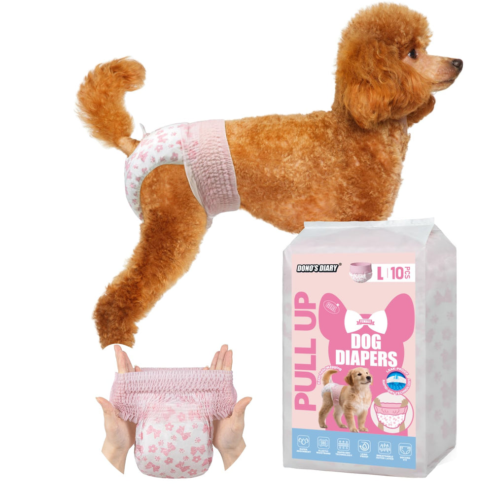 Dono pull-up dog diapers showing the 360° waistband for quick on-off comfort