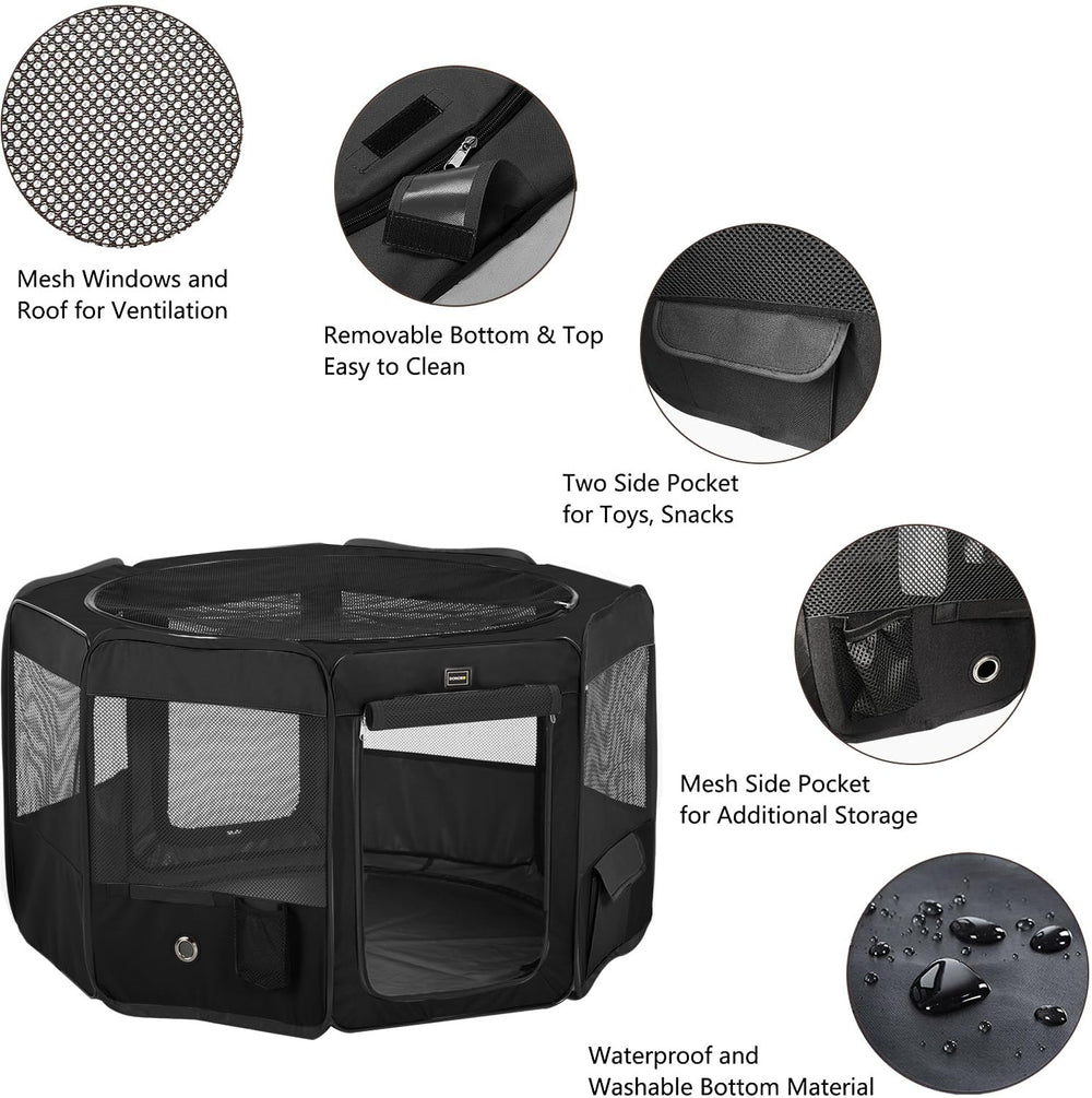 DONORO Dog Playpen 46x46x23 provides roomy space for small pets.