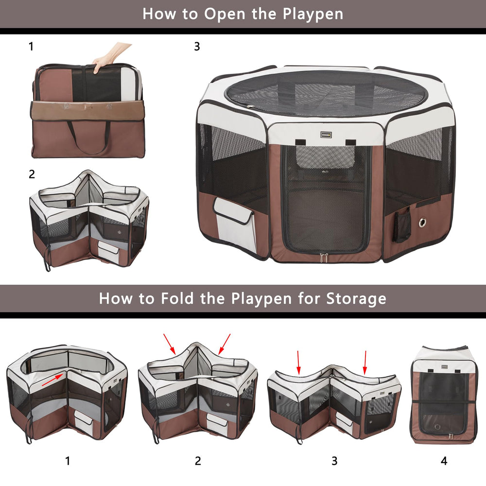 DONORO dog playpen 8-panel design expands space for small pets