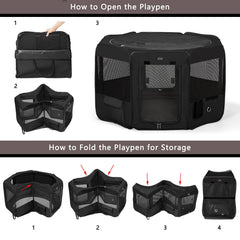 DONORO playpen with removable top and bottom for flexible play areas