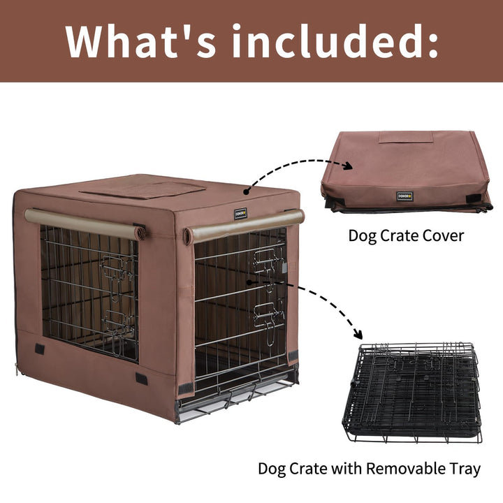 DONORO brown puppy crate cover for privacy and tidiness