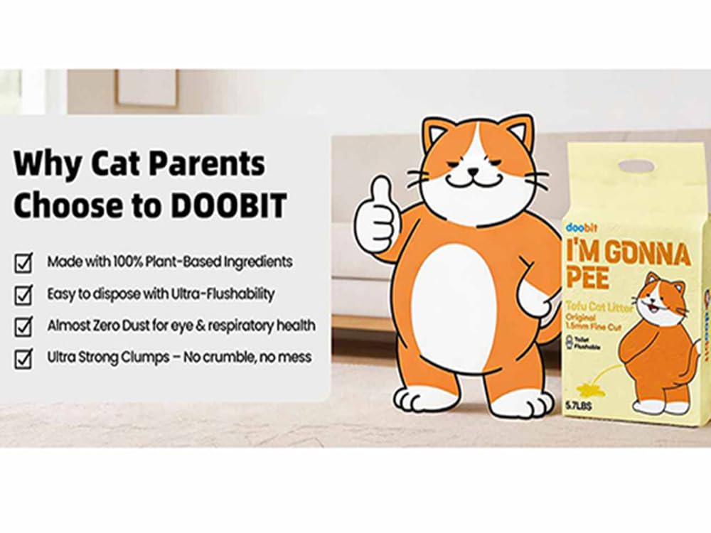 DOOBIT tofu litter is water-soluble and flushable when allowed.