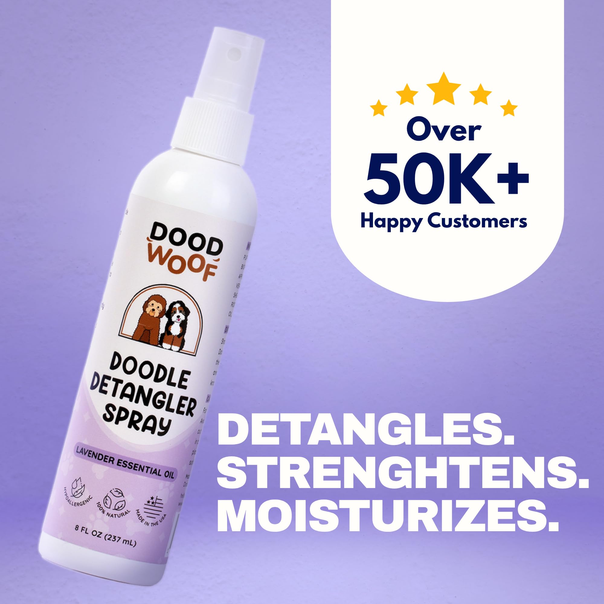 Dood Woof quick dematting glide minimizes tugging during brushing.