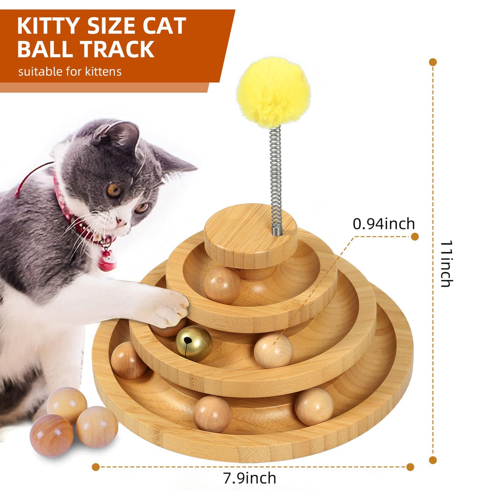 DoogCat 3-level ball tower entices multi-ball fun and motor exercise.