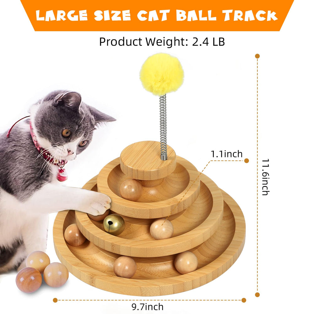 DoogCat cat-ball-track non-slip base keeps the tower steady during play.