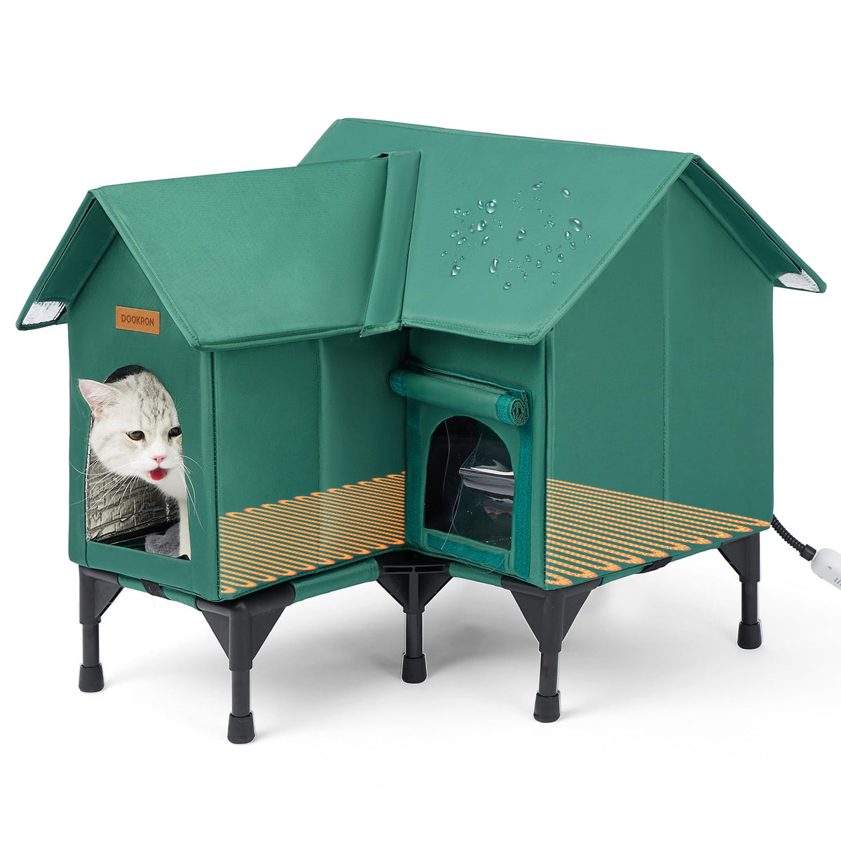 DOOKRON outdoor cat house base assembly demonstrates stable ground setup.