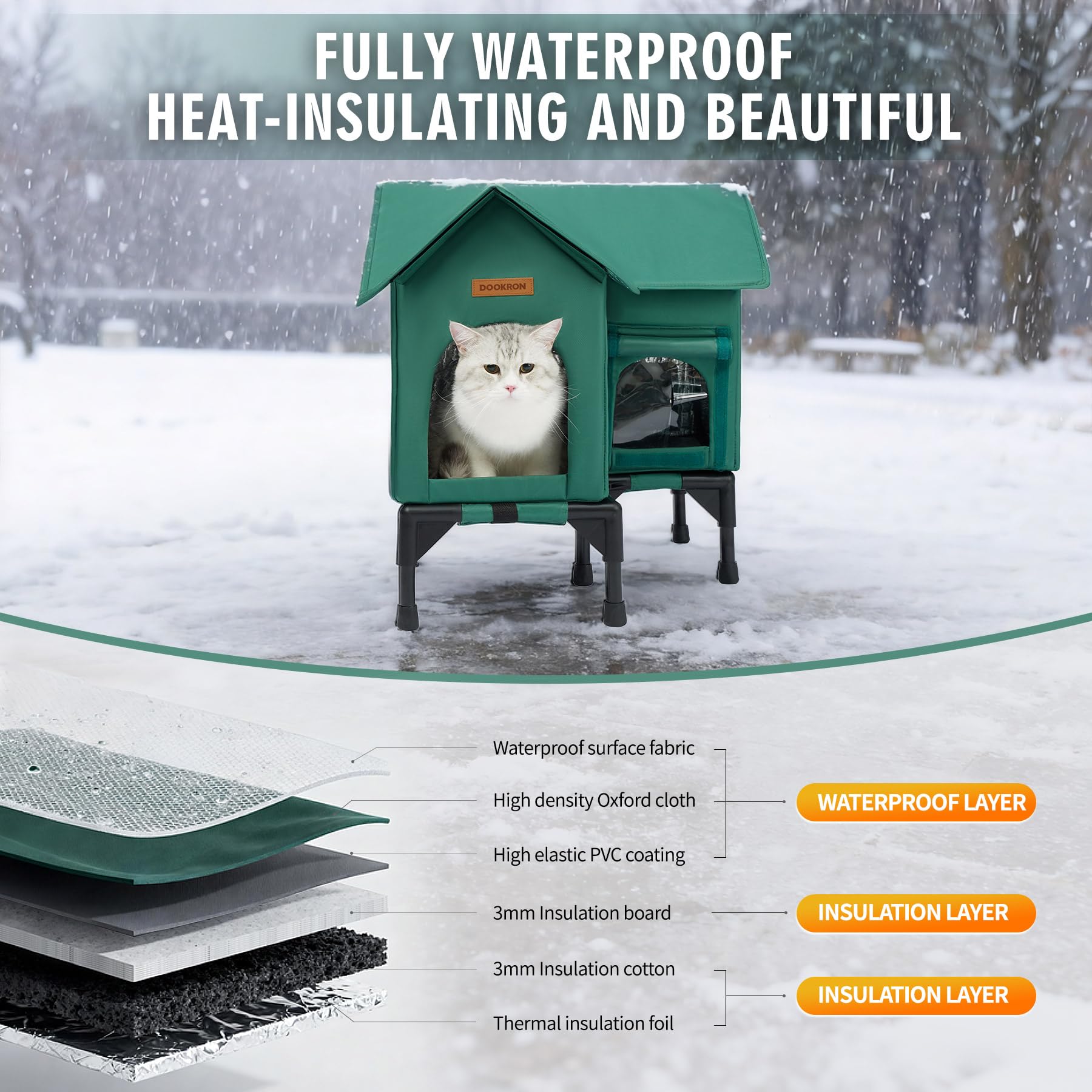 DOOKRON insulation layer keeps interior warm and dry.