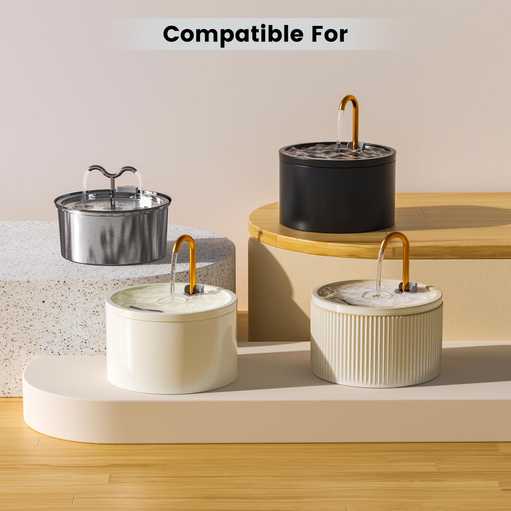 DOOOB Cat Fountain Filter with activated carbon layer reduces odors and improves taste.