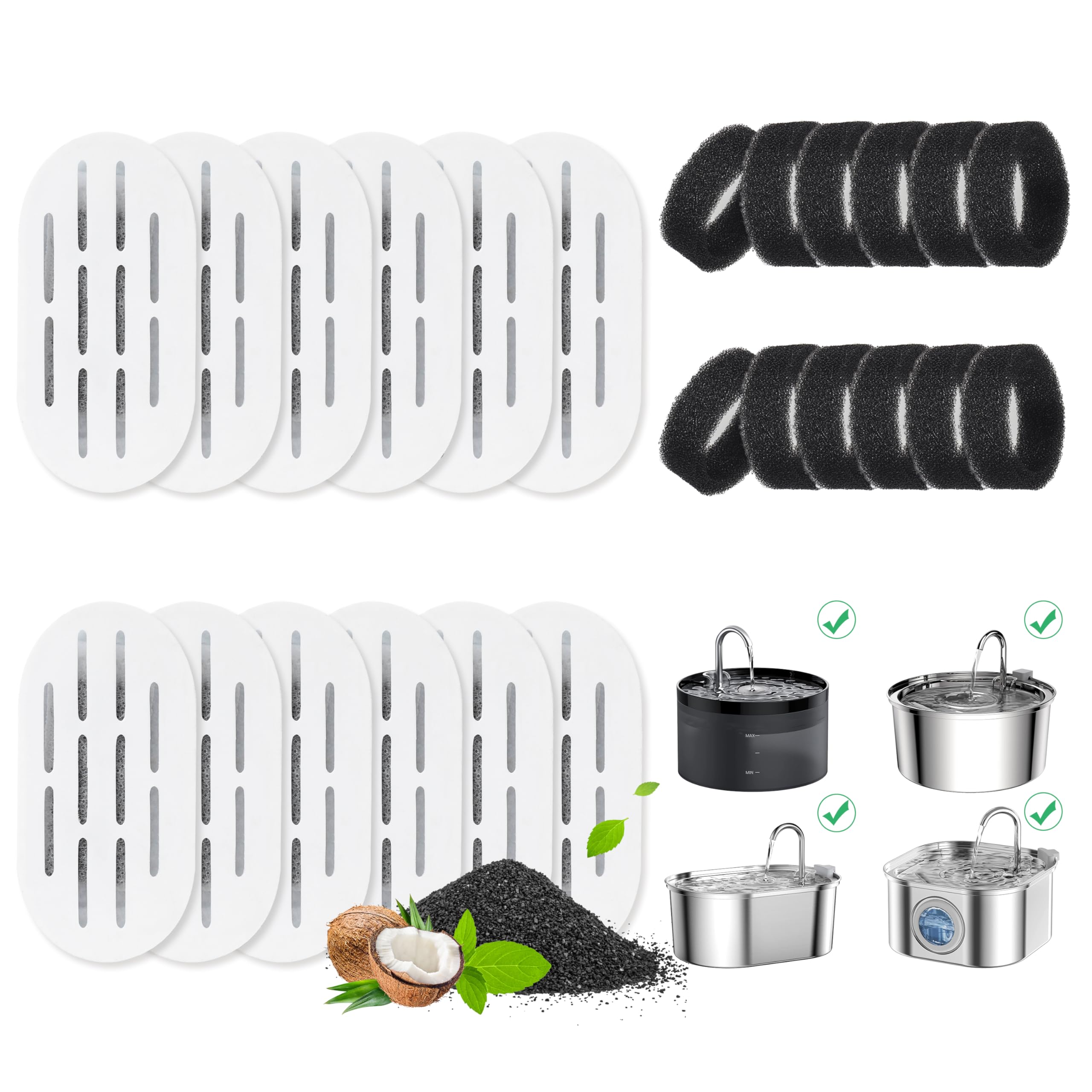 DOOOB cat fountain filters 24-pack deliver fresher, cleaner drinking water for pets.