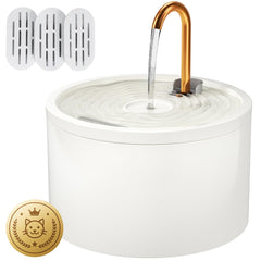 DOOOB ceramic cat fountain front view showing sleek white finish and hydration-ready design