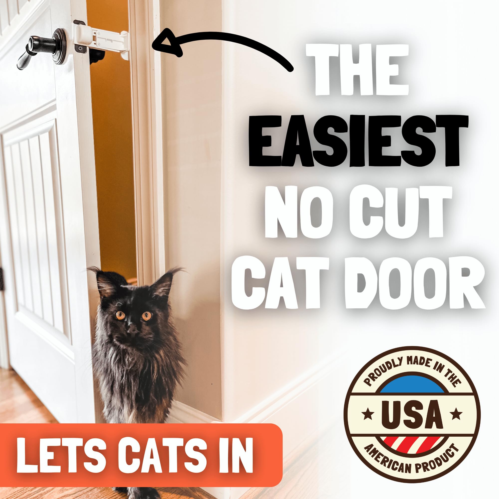 Door Buddy adjustable width screws enable a tailored cat doorway for precise spacing.