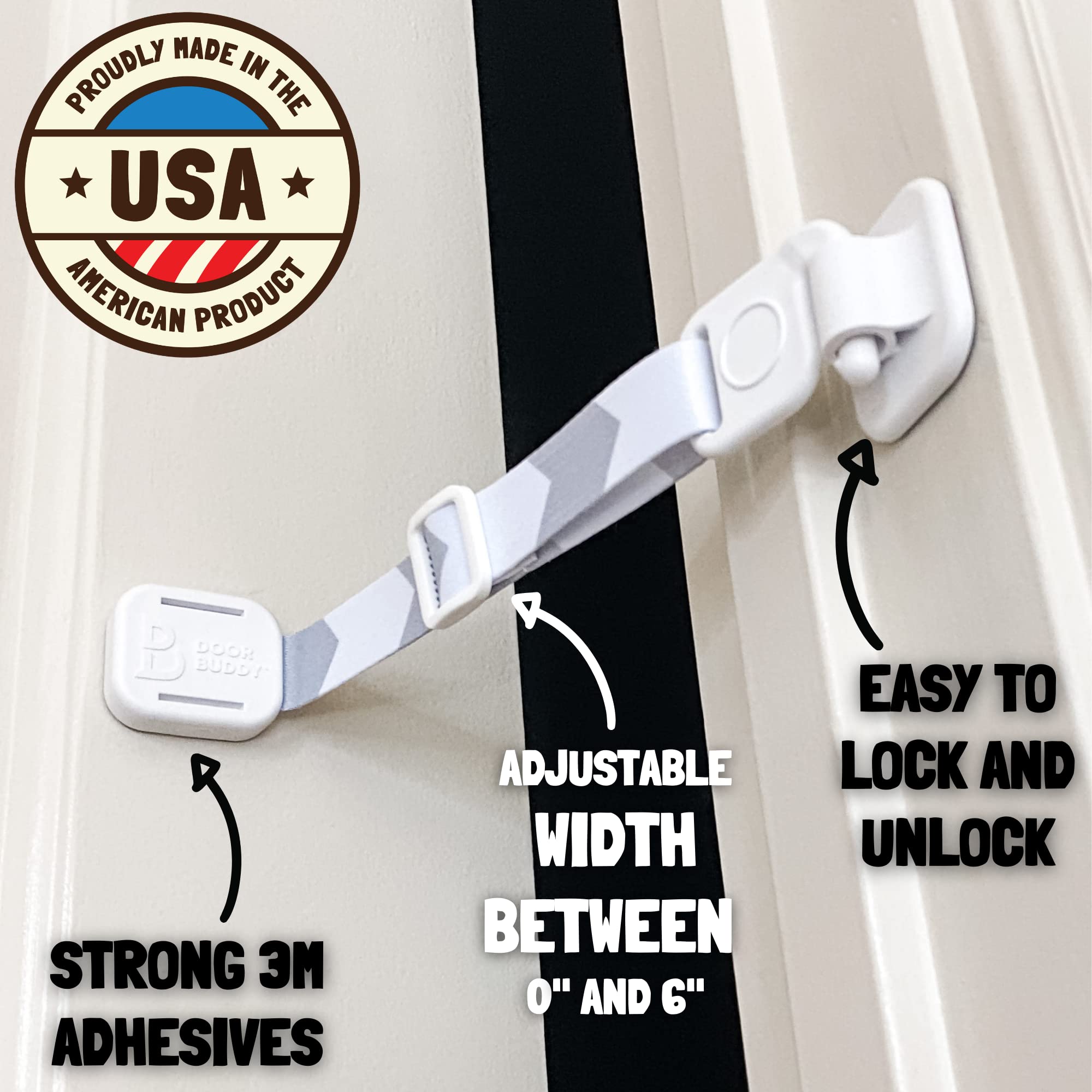 Door Buddy adjustable-width strap keeps the door ajar for cats