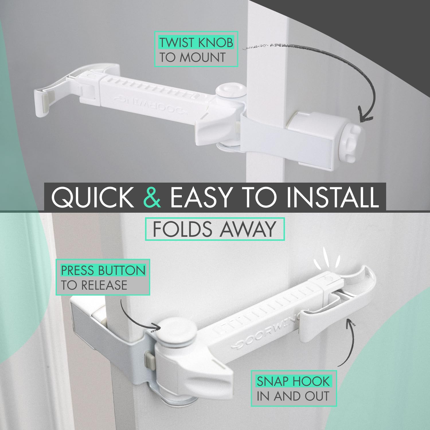 DOORWING portable, no adhesives, easy to move between rooms.