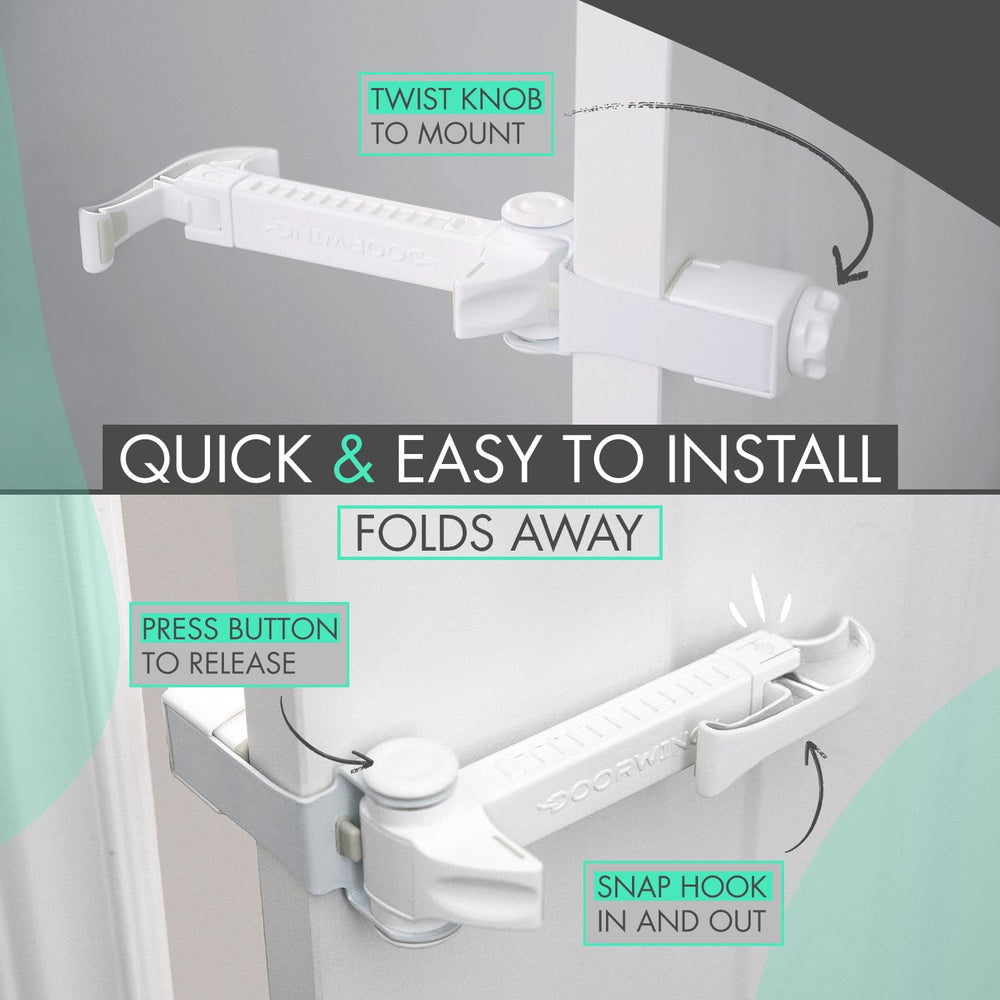 DOORWING portable, no adhesives, easy to move between rooms.