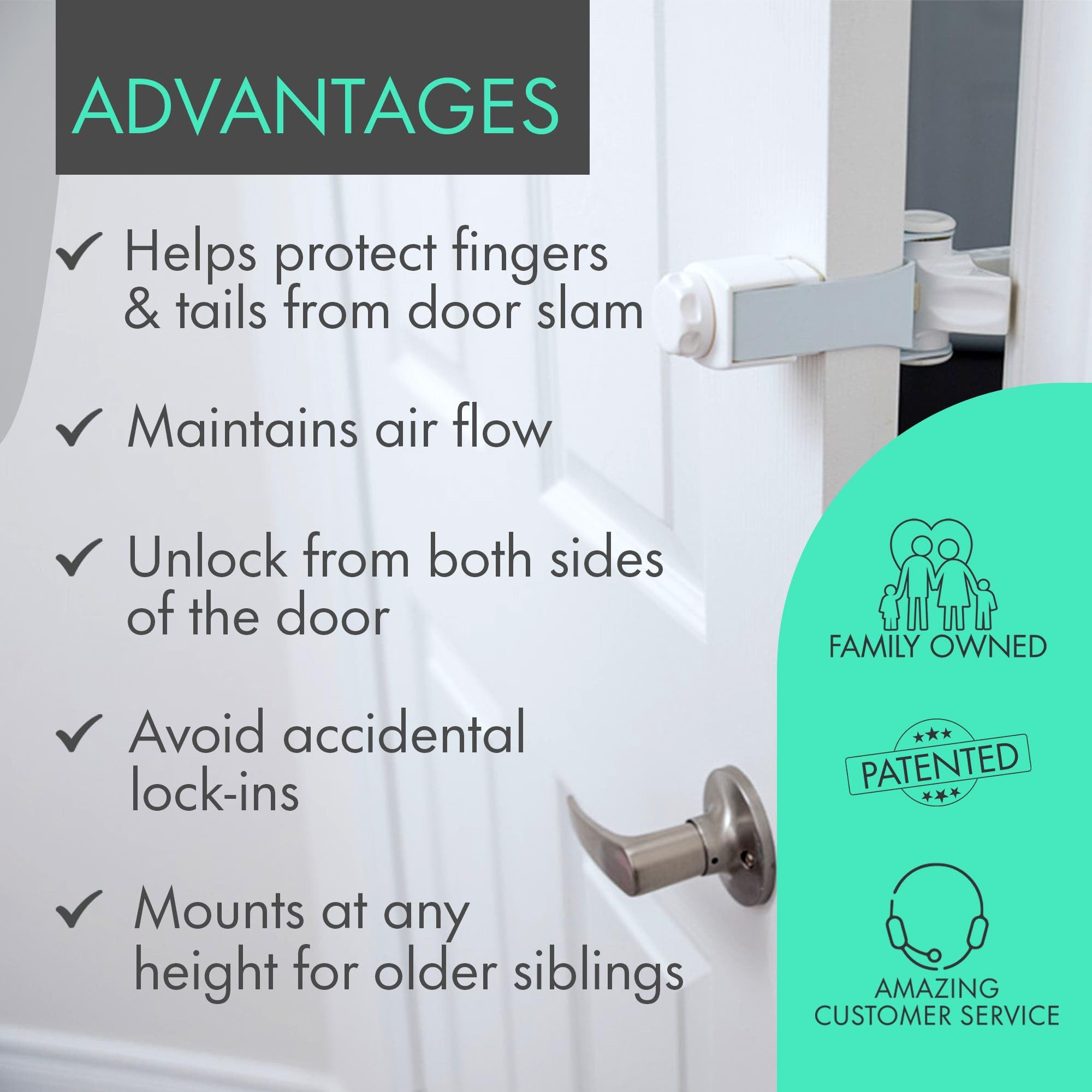DOORWING allows adults to pass while preventing accidental lock-ins.
