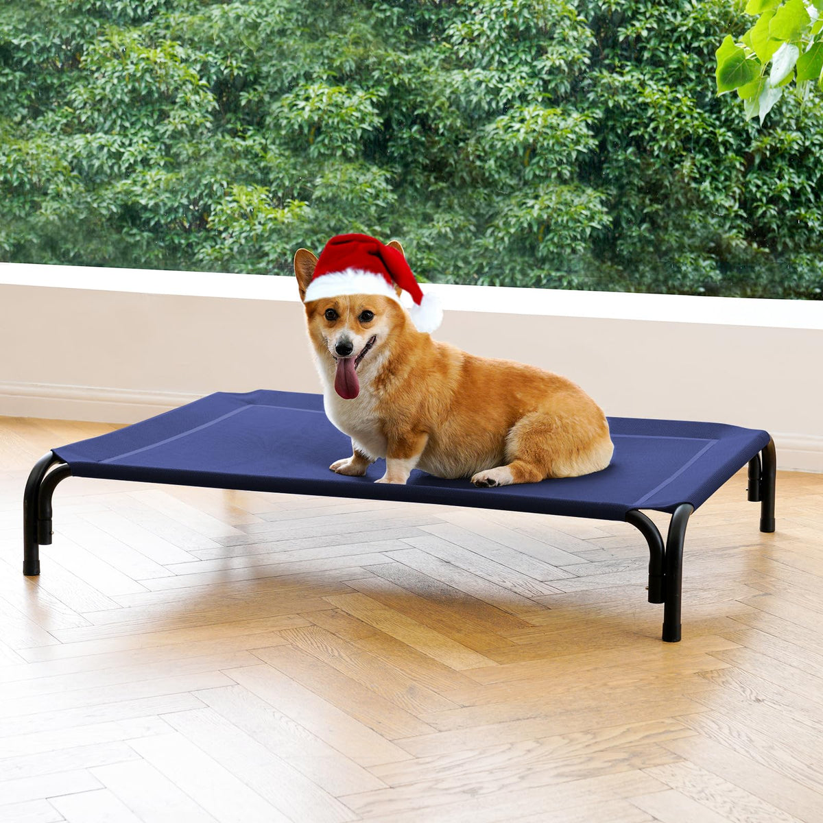 DOPEDIO elevated dog bed frame offers stable outdoor lounging.