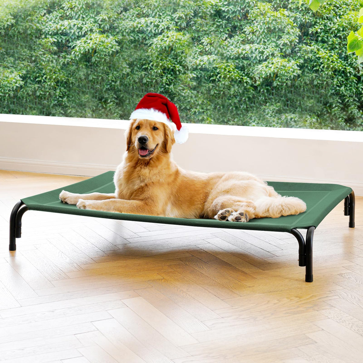 DOPEDIO elevated outdoor dog bed green 43-3 inches for dry, cool naps