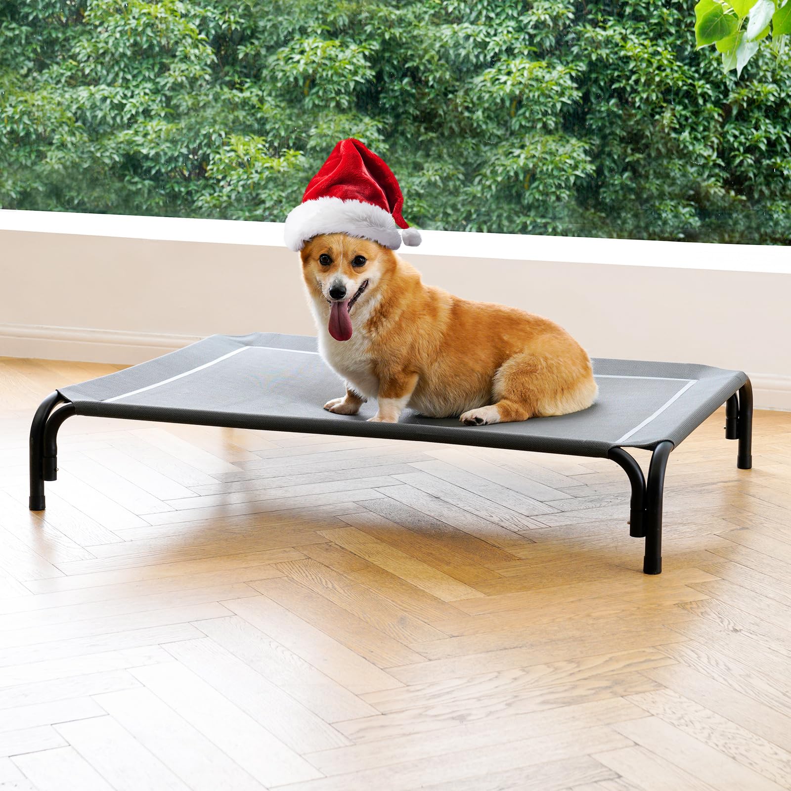 DOPEDIO elevated outdoor dog bed with breathable frame for medium dogs.