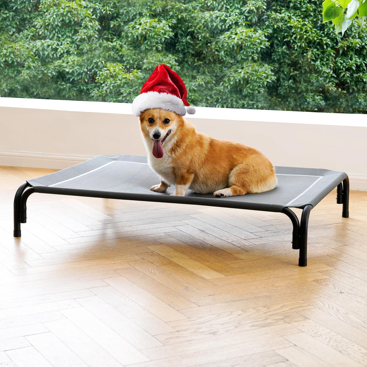 DOPEDIO elevated outdoor dog bed with breathable frame for medium dogs.