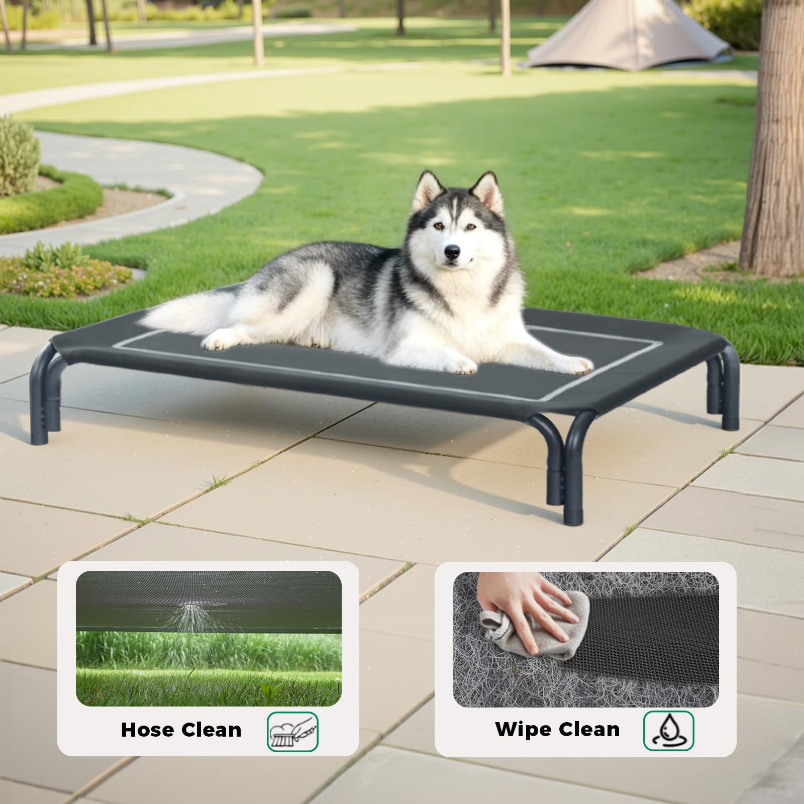 DOPEDIO indoor/outdoor black finish suitable for multiple spaces.