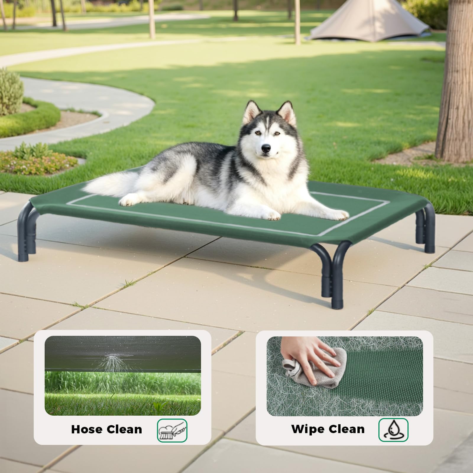 DOPEDIO patio-friendly bed viewed outdoors for versatile use