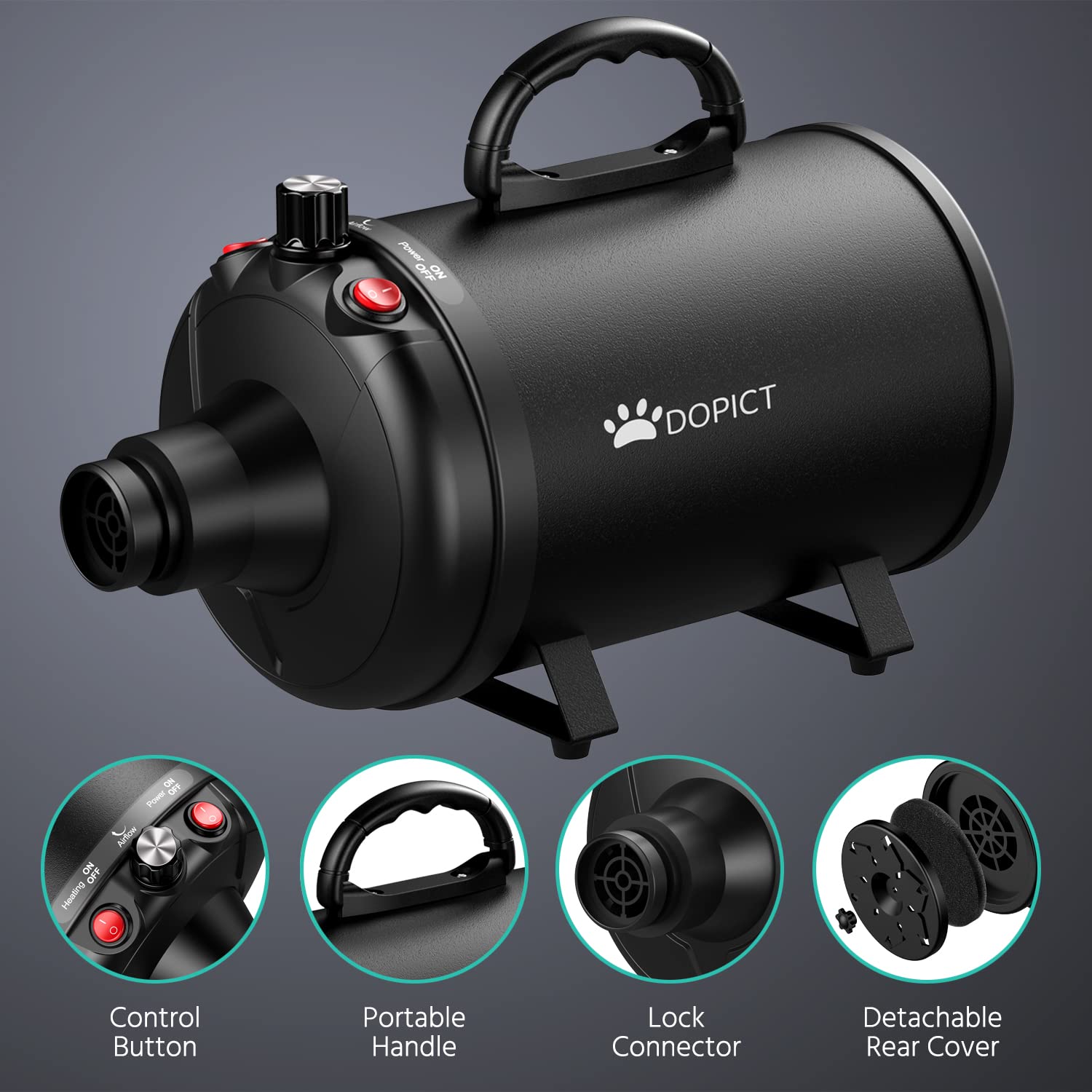 DOPICT dryer includes three nozzles for versatile styling.