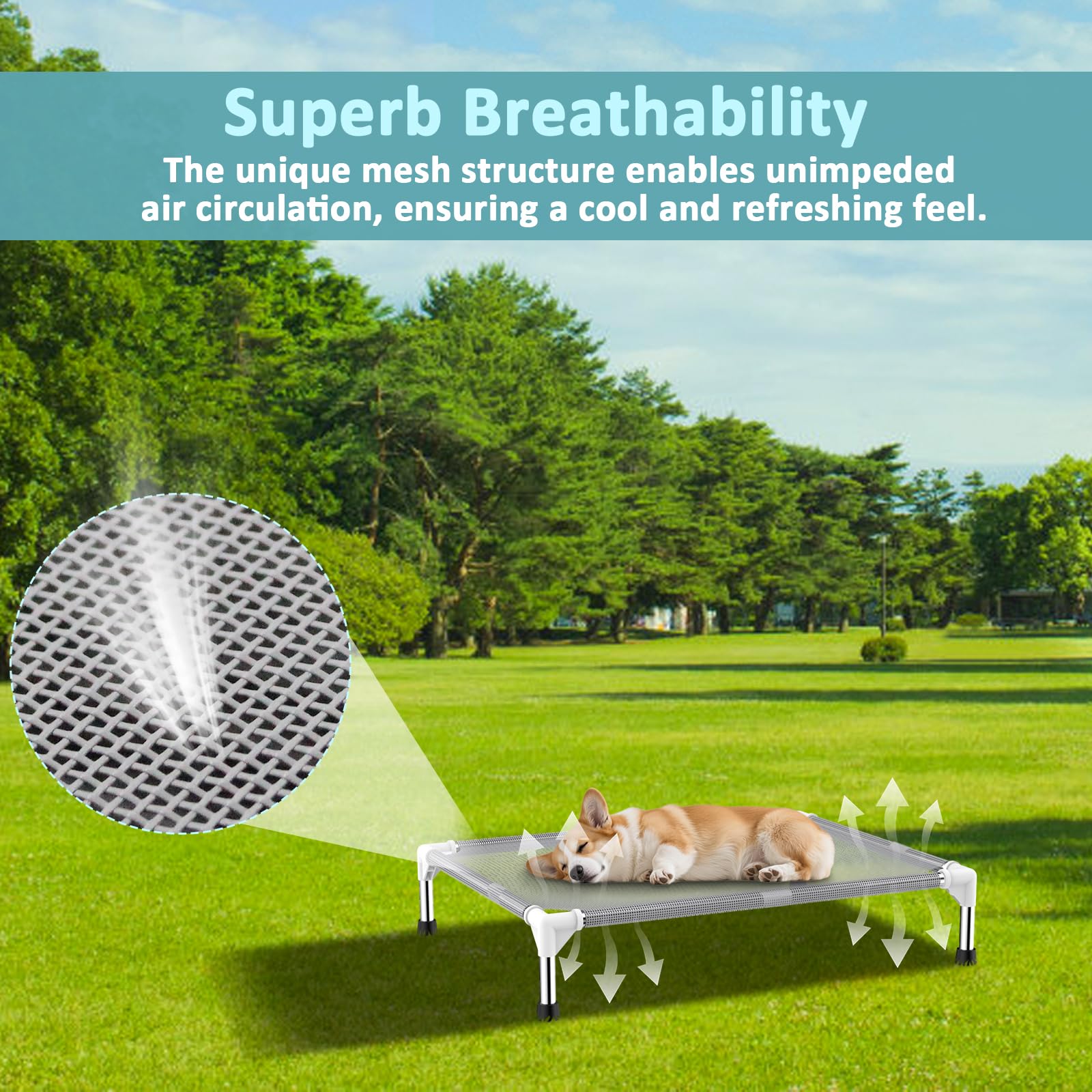 Dopliv indoor-outdoor bed suitable for rooms, patios, and camping.