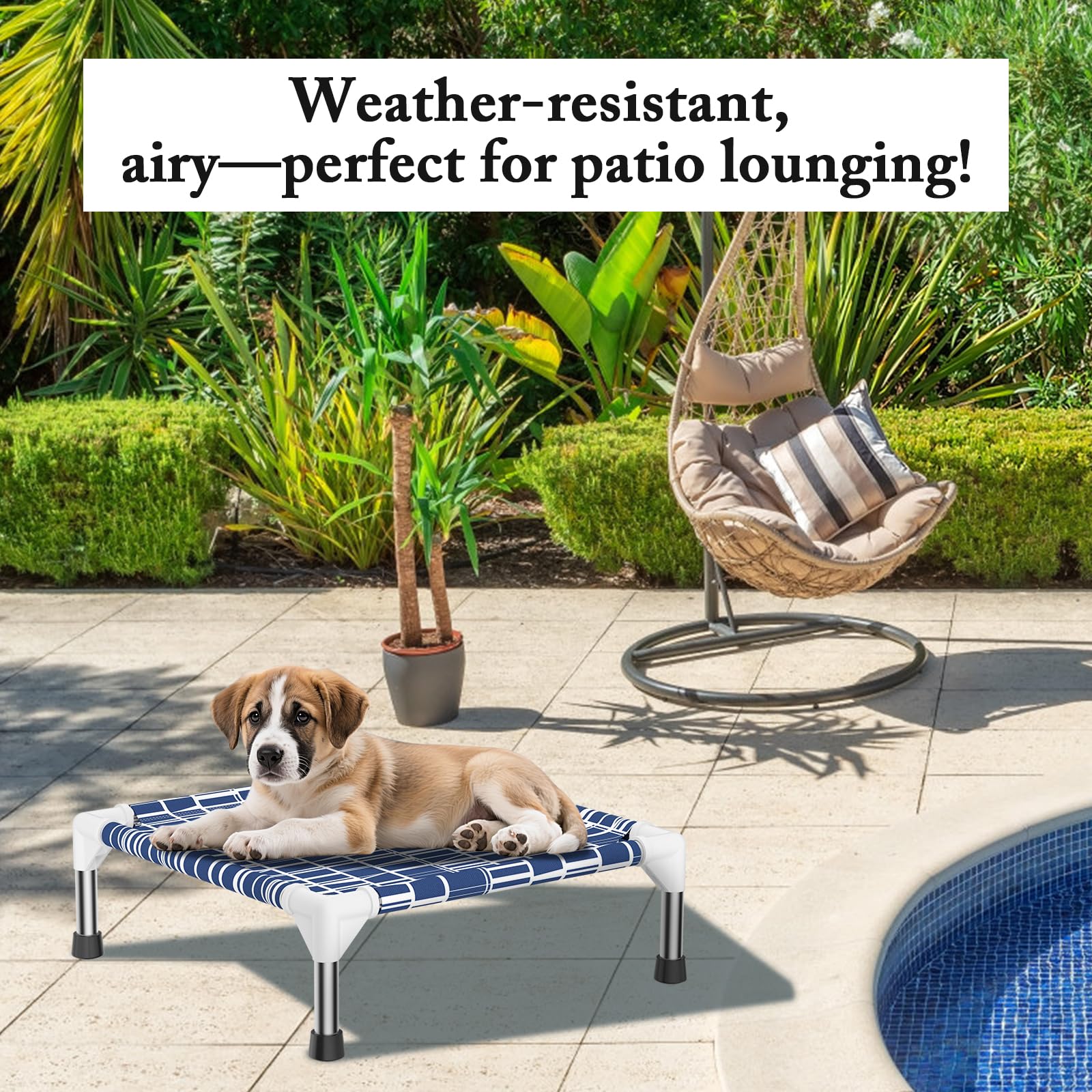Dopliv elevated dog bed with removable washable cover for easy cleaning.