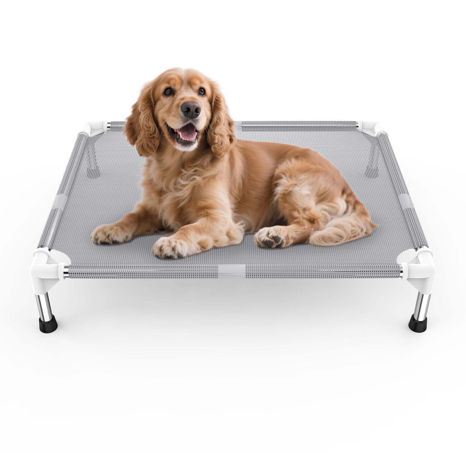 Dopliv elevated dog bed with Teslin fabric for cooling comfort.