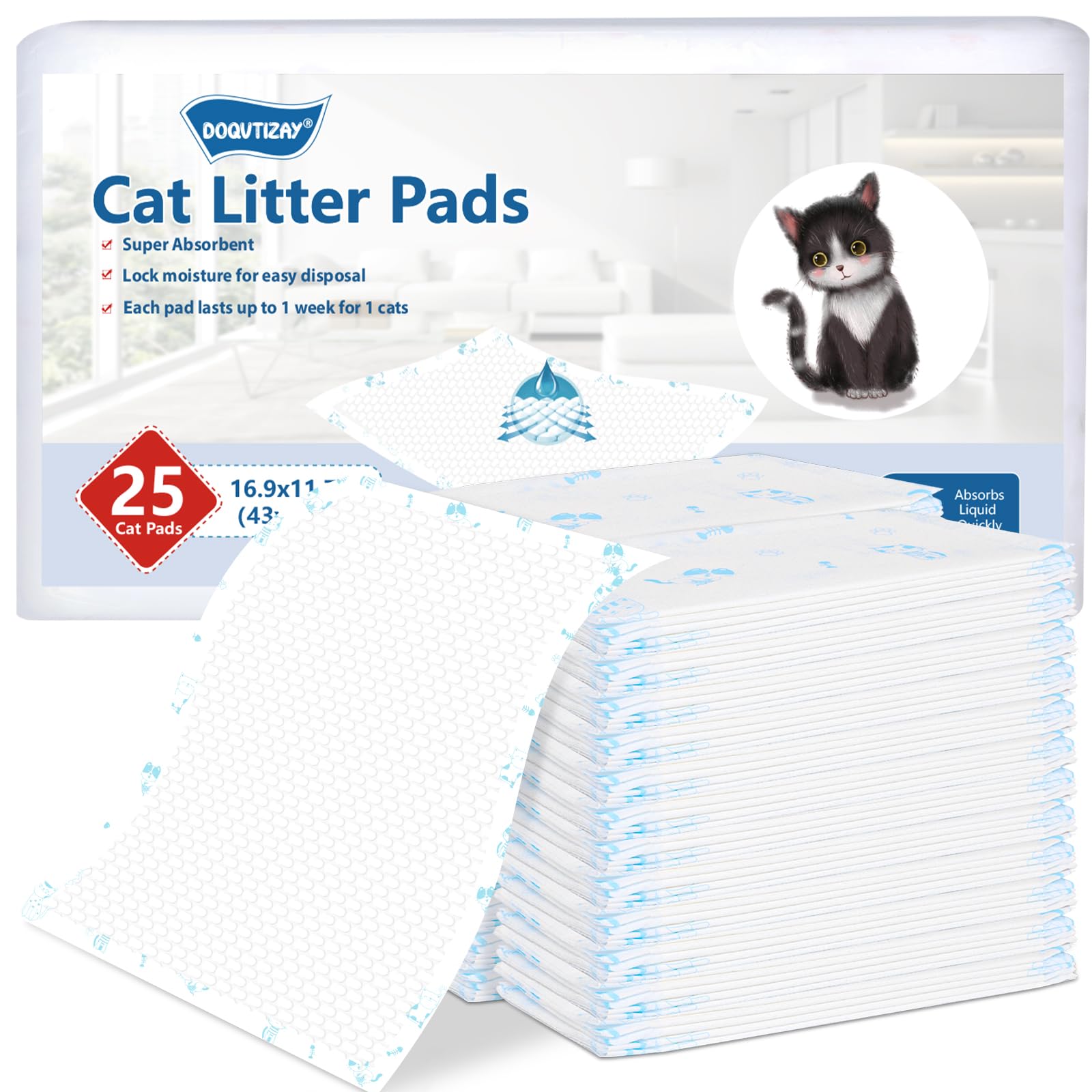 DOQVTIZAY cat pad refills pack-shot showing ultra-absorbent core for moisture control.