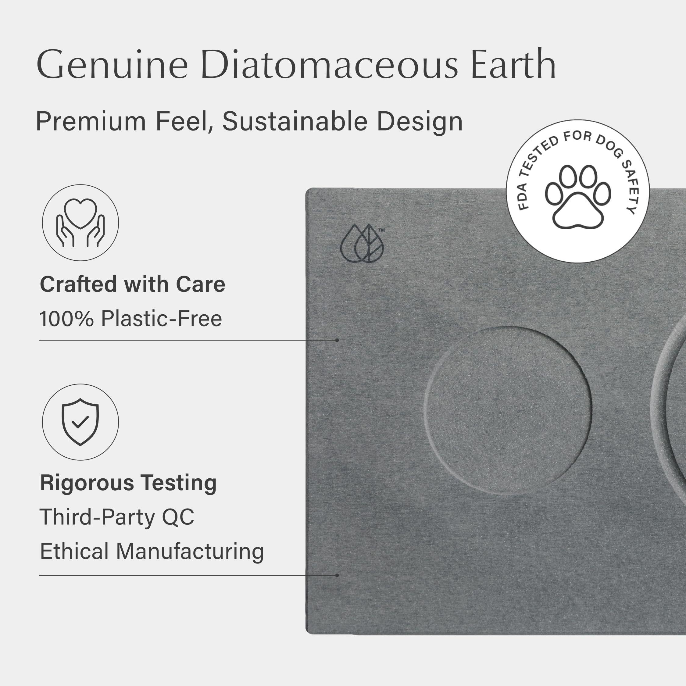 Dorai Stone Drying Mat protects floors from water and mess during meals