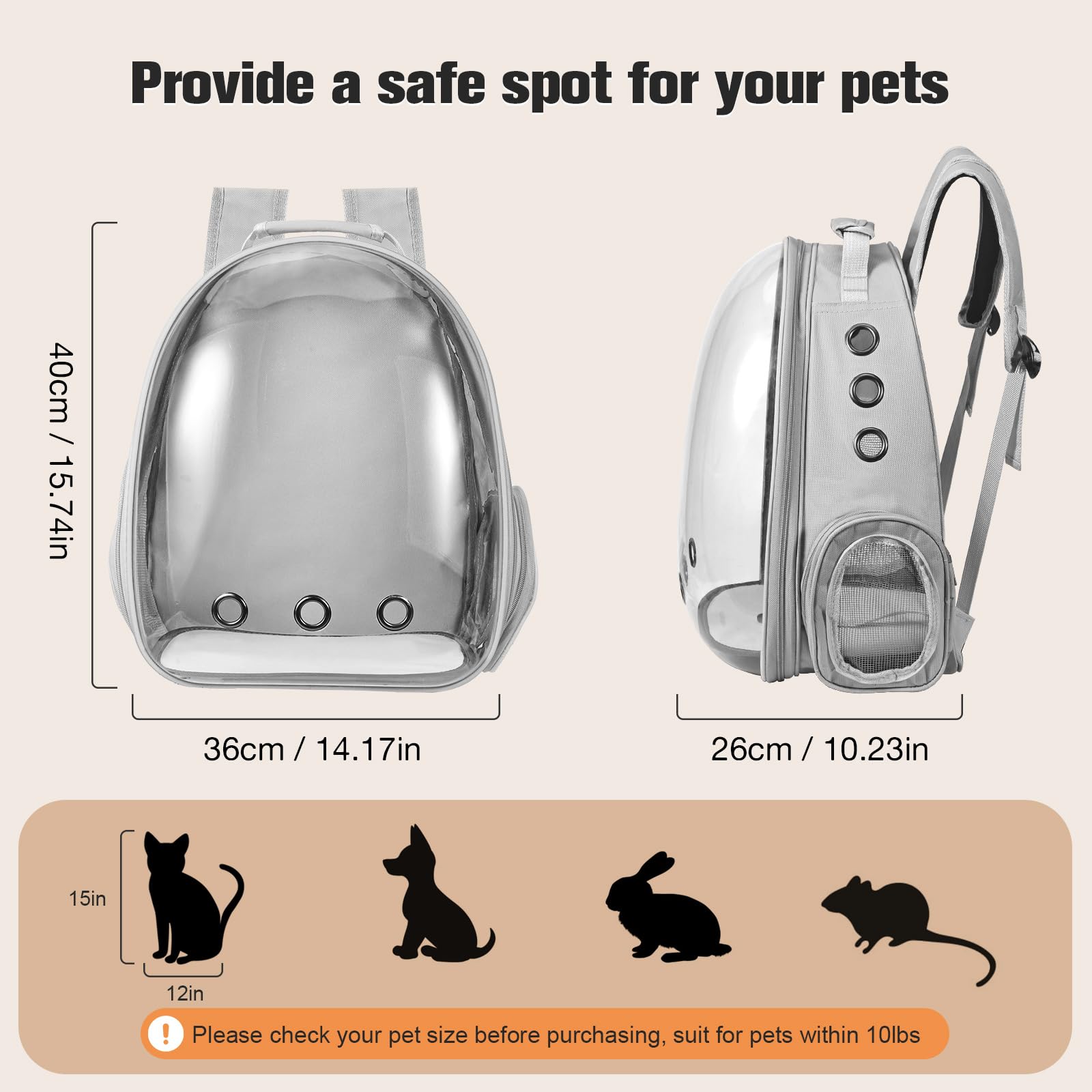 Dorphy transparent window design allows pets to observe surroundings for comfort.