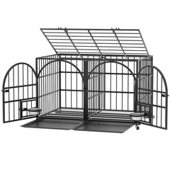 Dosker 42-inch heavy-duty crate, front view, showing robust metal frame for large dogs.