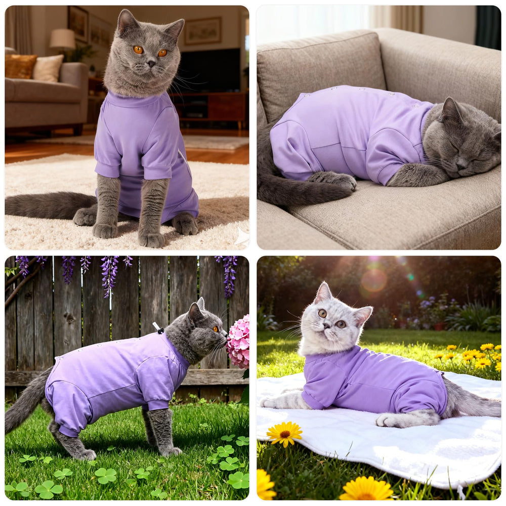Dotoner cat recovery suit enables natural movement without a traditional cone